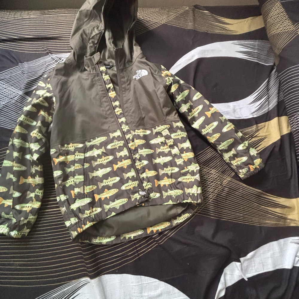 The North Face Green and Brown Raincoat